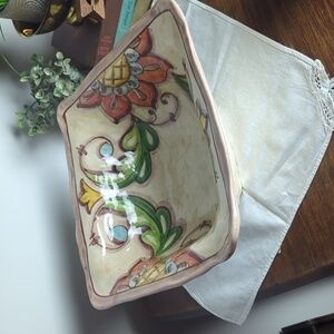 Vintage Hand Painted Italian Serving Bowl Centerpiece Italy Ceramic Tuscan